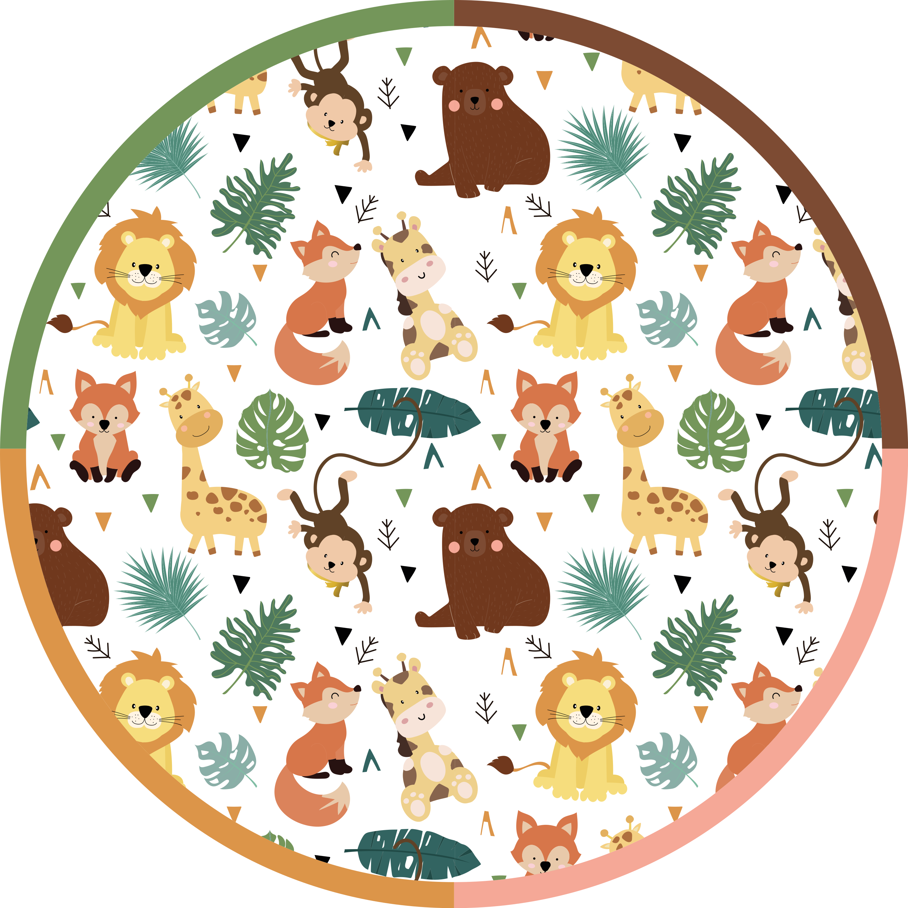 Cute wild animals with leaves animal mat - TenStickers