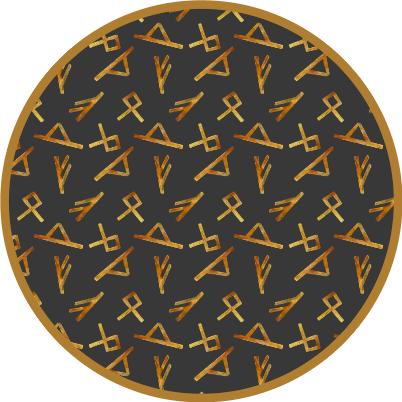 Golden Viking runic on a black surface nordic style rugs - TenStickers