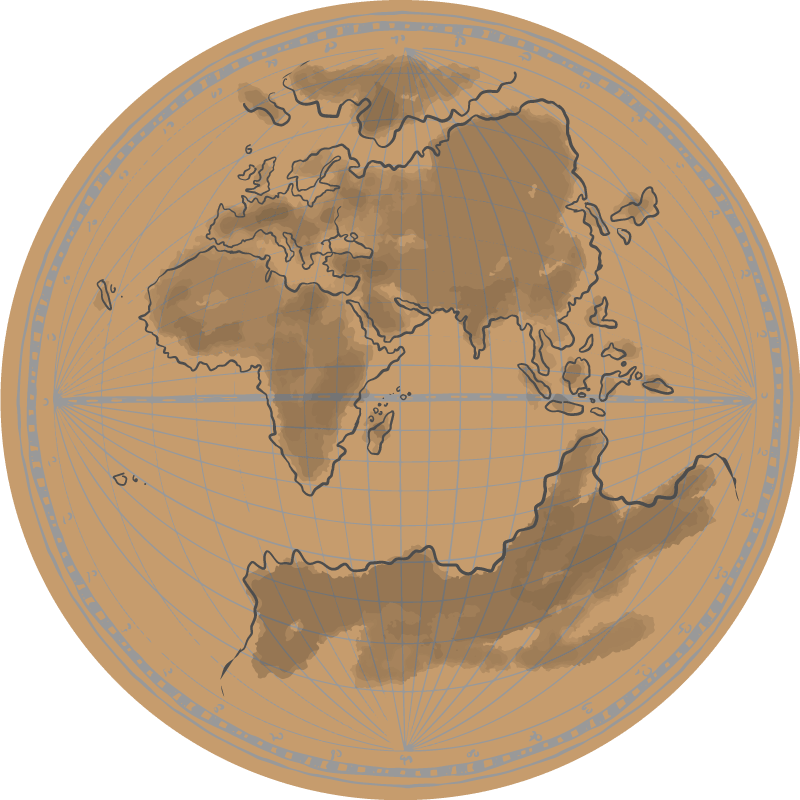 茶色とアンティークの世界地図の敷物 Tenstickers