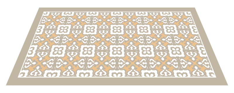 Vintage beige and grey flower pattern tile mat TenStickers