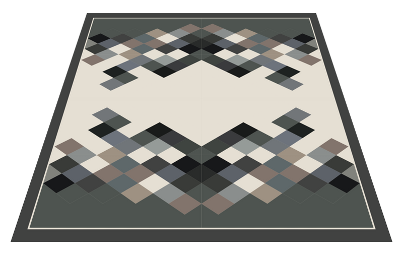 Grey brown and white square rug TenStickers