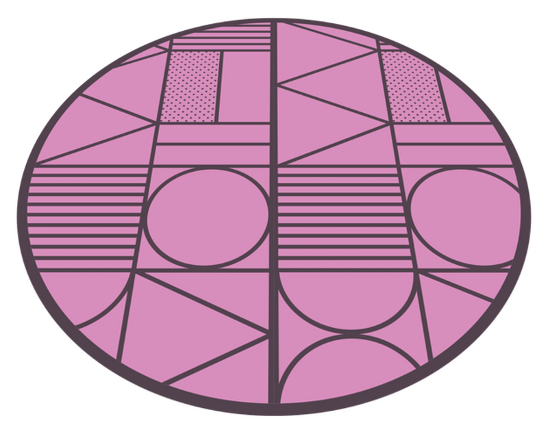 Pink and grey color block circular mat TenStickers