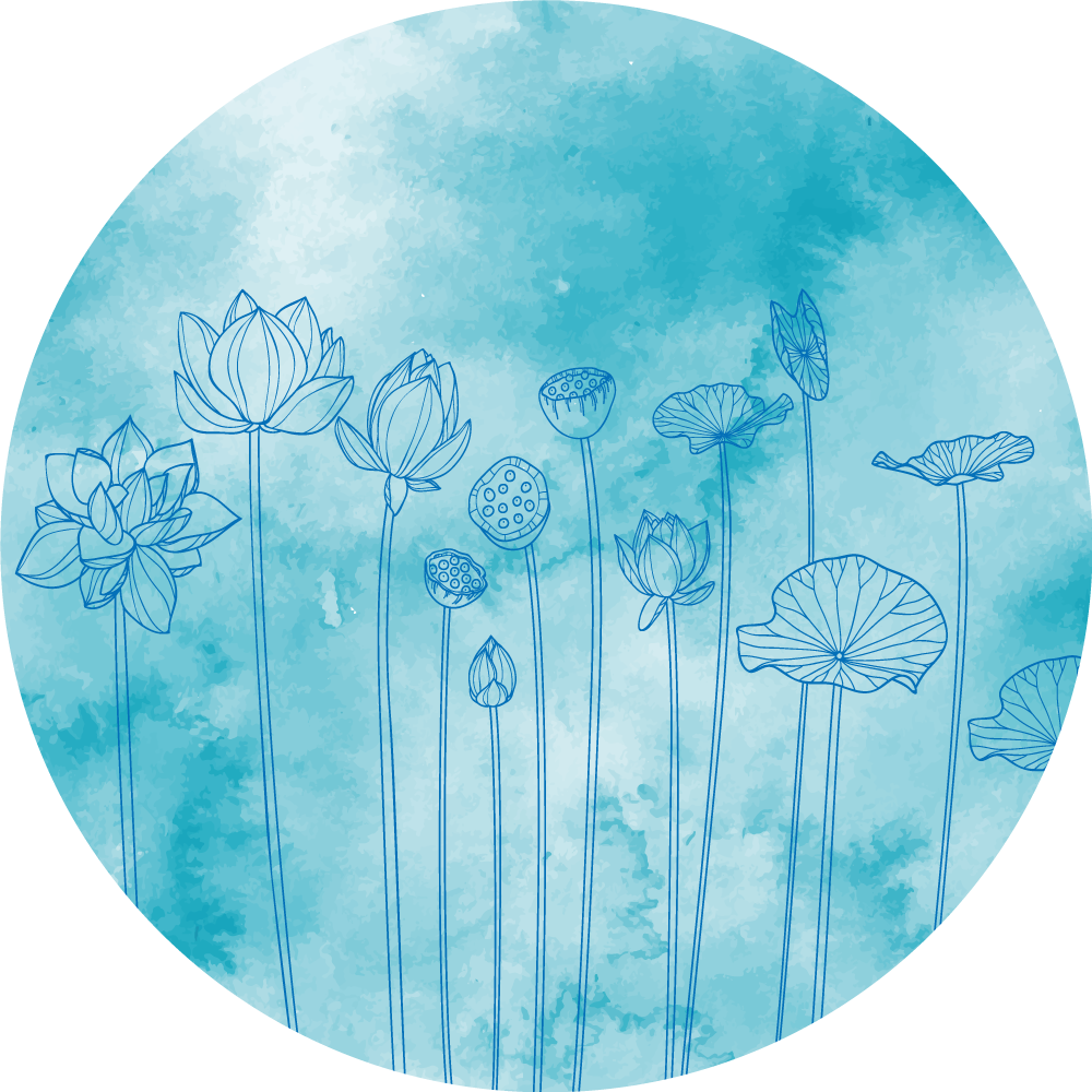 Delicate Blue Watercolor Flowers Rug Tenstickers