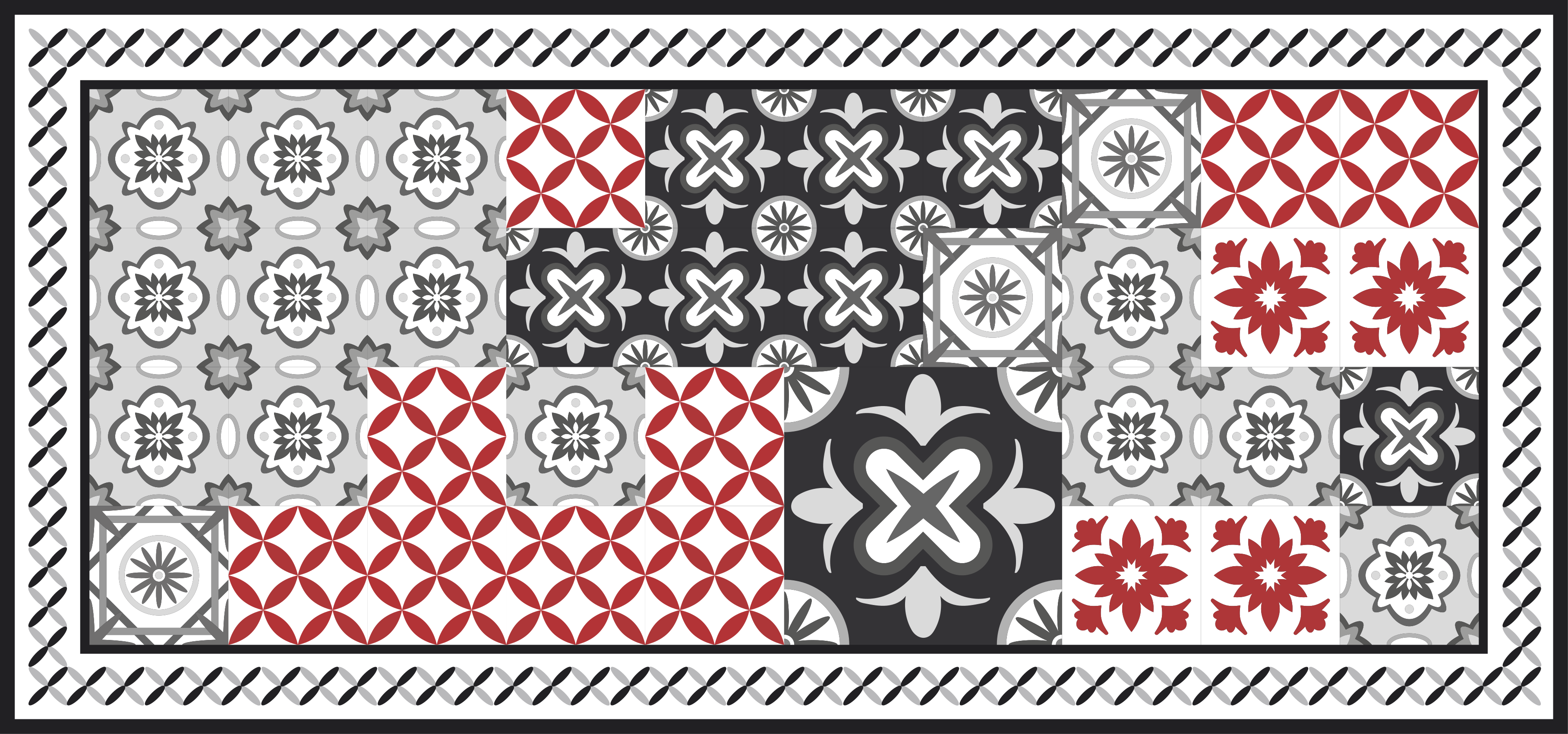 Black and white tiles pattern tile mat - TenStickers