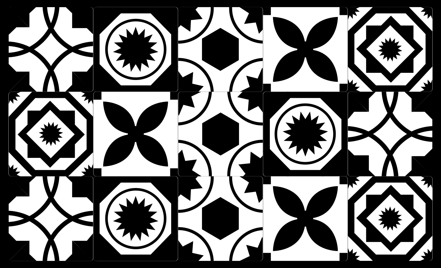Bases para copos em vinil de texturas Xadrez preto e branco - TenStickers