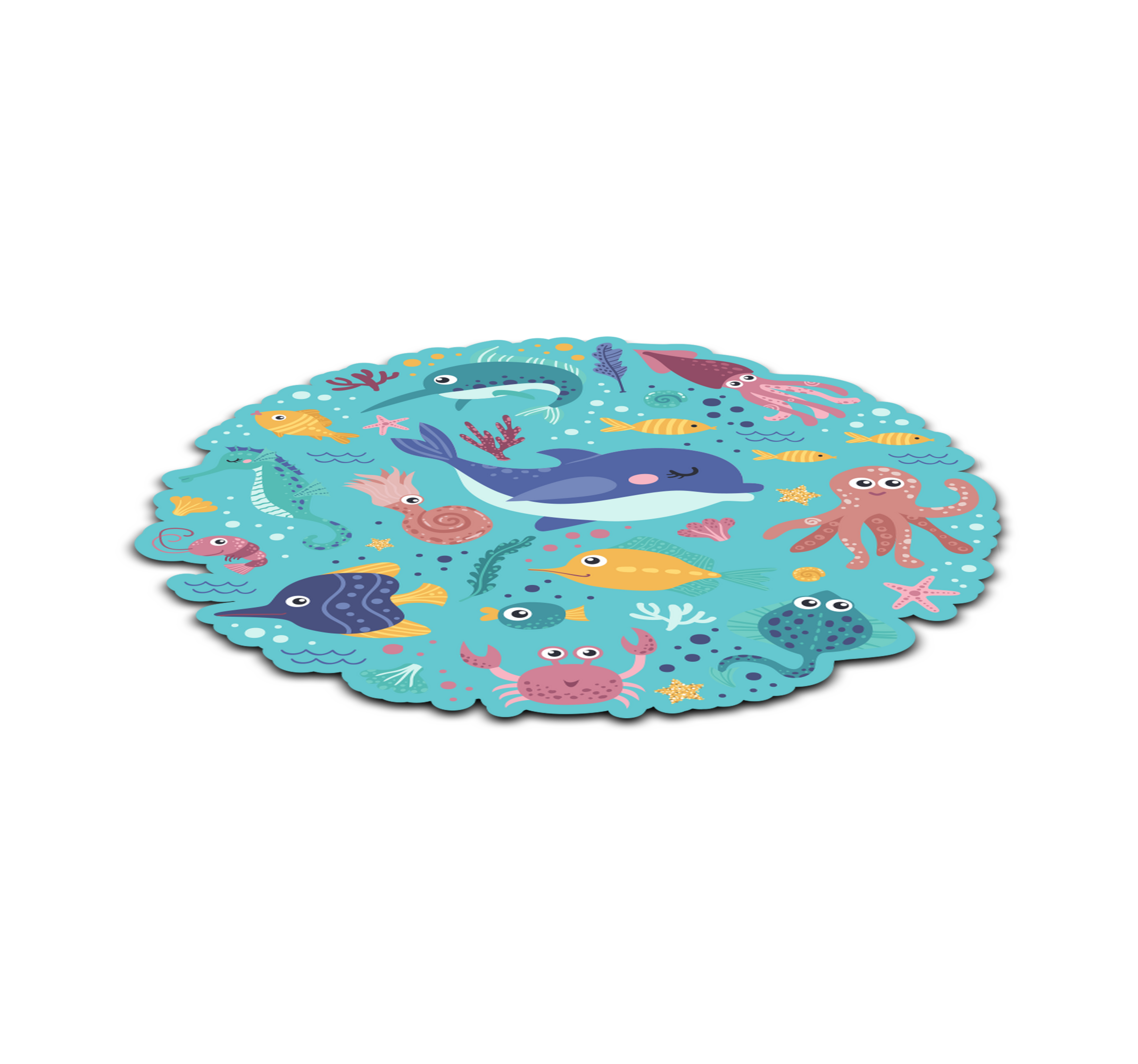 Fish illustrations kids vinyl rug - TenStickers