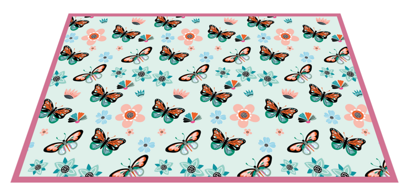 CUDAOO Schmetterling Teppich 90x120cm - Violetter Floraltapich Für Wohnzimmer & Schlafzimmer