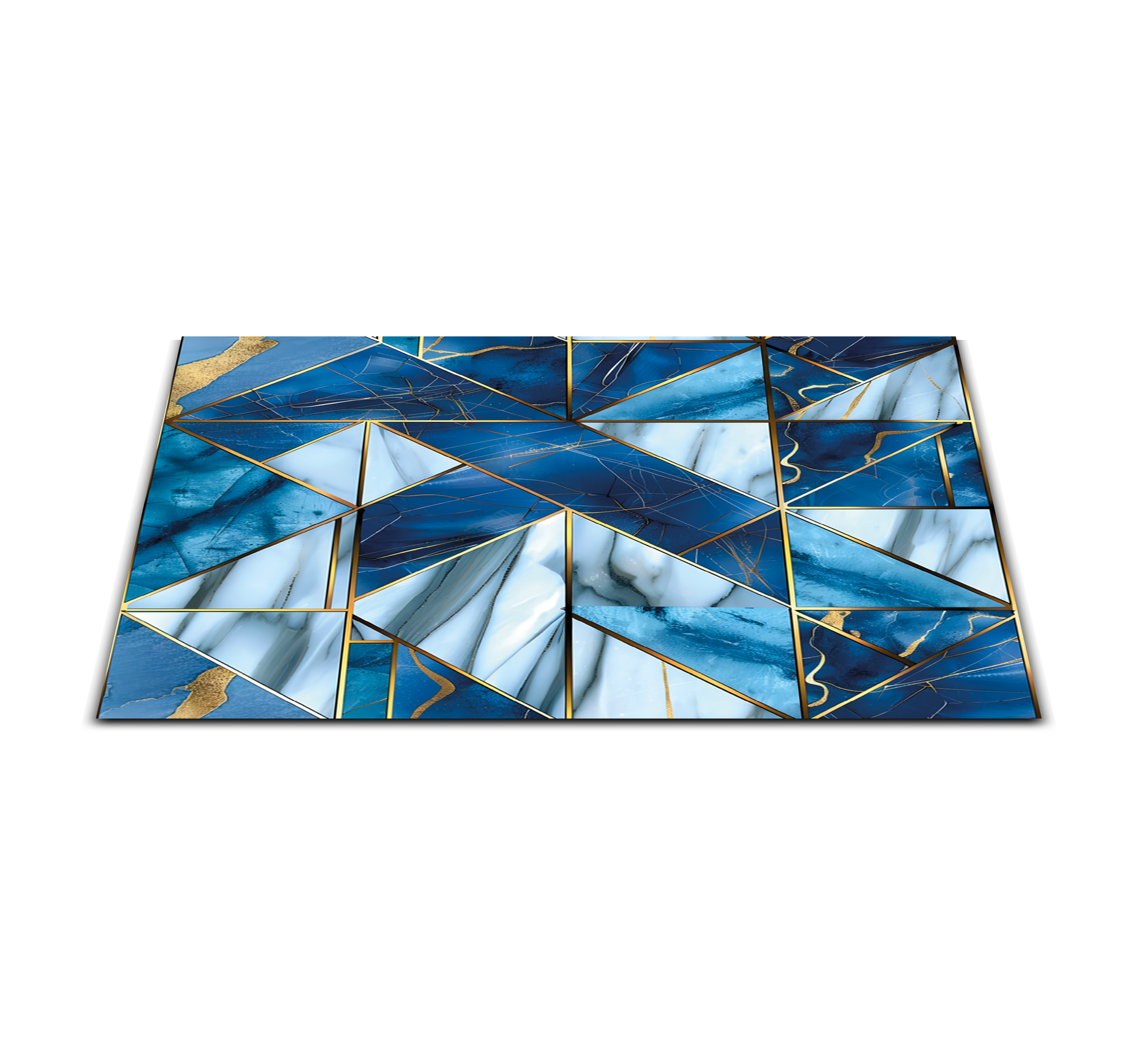 Vinyl Teppich Marmor blau-goldenes Design