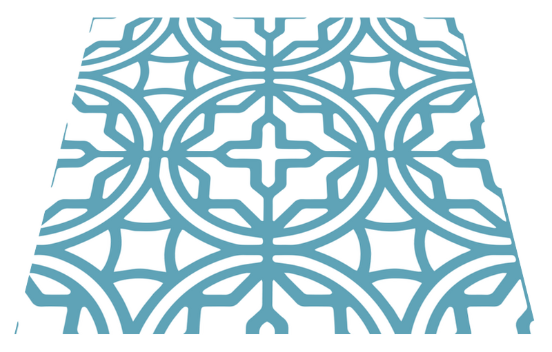 Geometric turquoise pattern blue rug