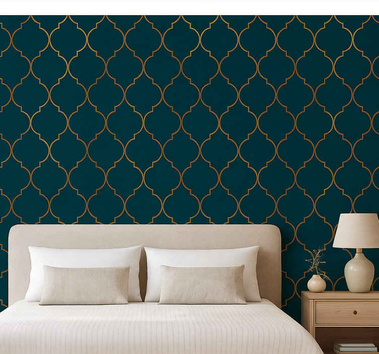 Master bedroom wallpaper golden moroccan design - TenStickers