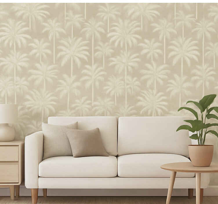 Tapiz para pared hojas de palma beige - TenVinilo