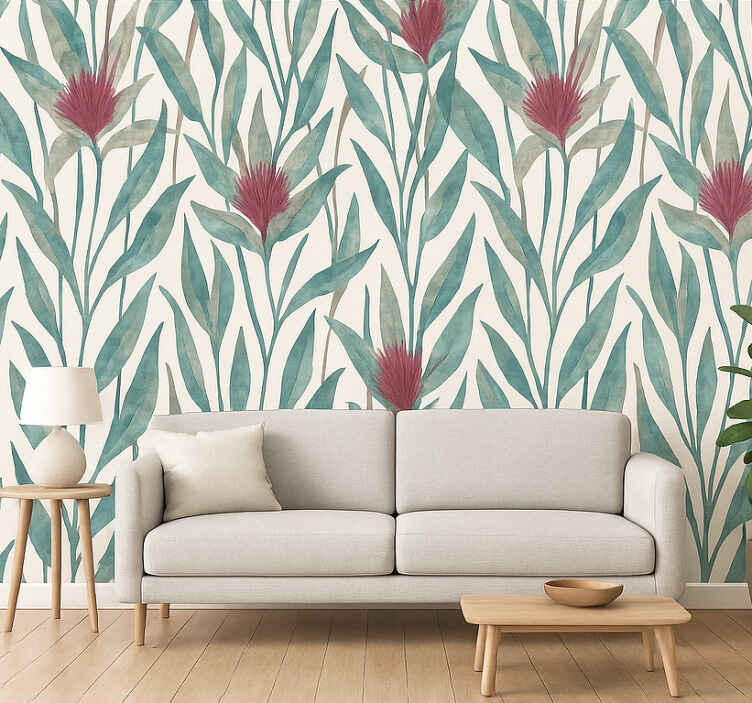 Tapiz para pared patrón de flores rojas - TenVinilo