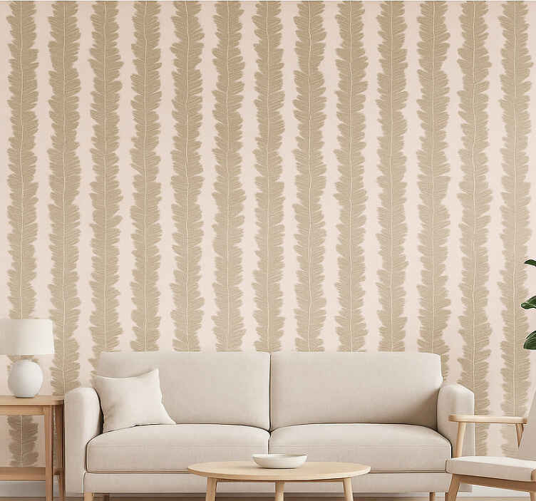 Papel tapiz estilo hojas beige - TenVinilo