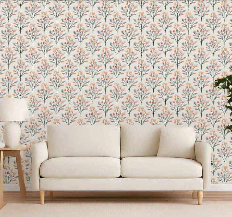 Papel tapiz patrón floral repetitivo - TenVinilo