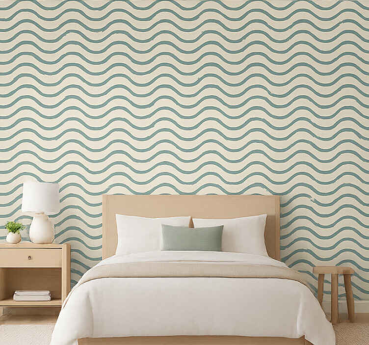 幾何学的な壁紙 muted teal pixel waves - TENSTICKERS