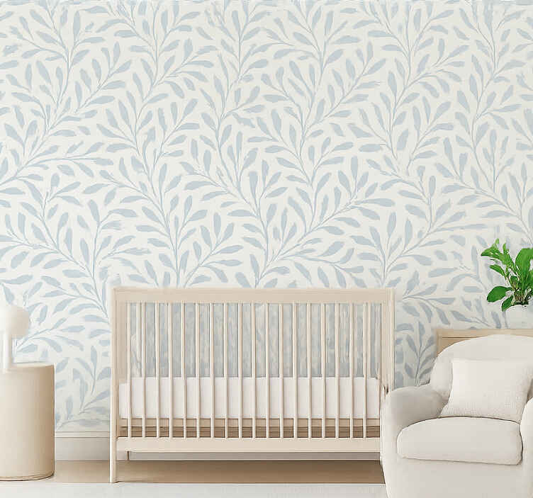 Behang bladeren licht en luchtig blauw loof - TenStickers
