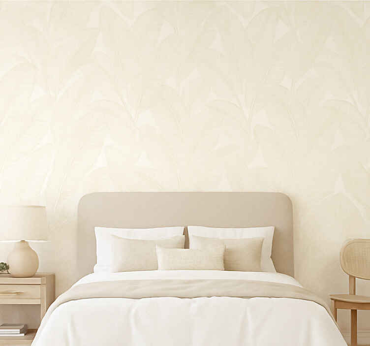 Leaves wallpaper warm white banana leaves - TenStickers