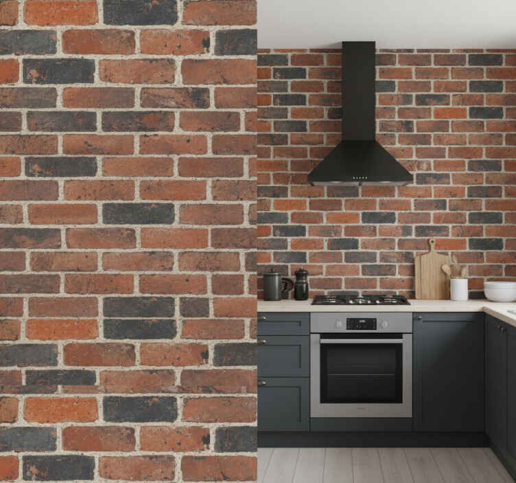 Stone wallpaper realistic brick design - TenStickers