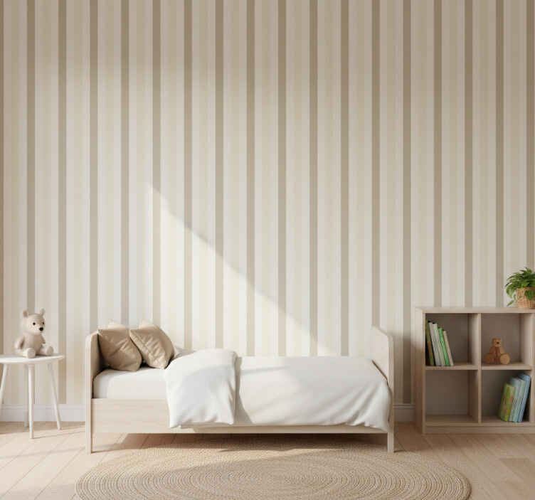 Papel mural rayas verticales color crema - TenVinilo