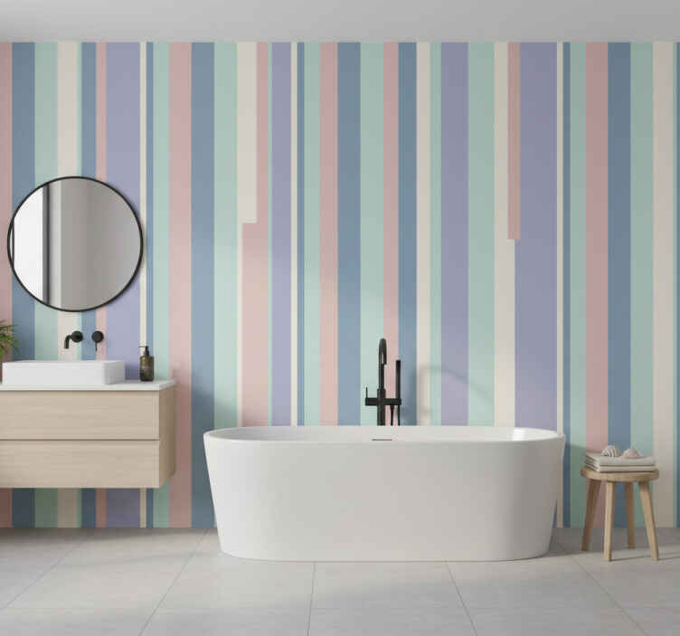 Papel mural rayas verticales rayas pasteles suaves - TenVinilo