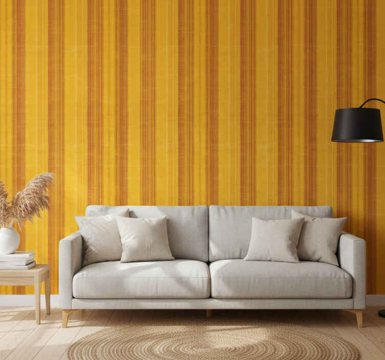 Papel tapiz amarillo tonos de girasol a rayas - TenVinilo