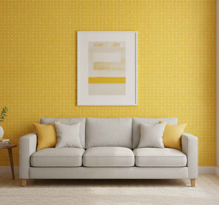 Papel tapiz amarillo patrón de círculos - TenVinilo