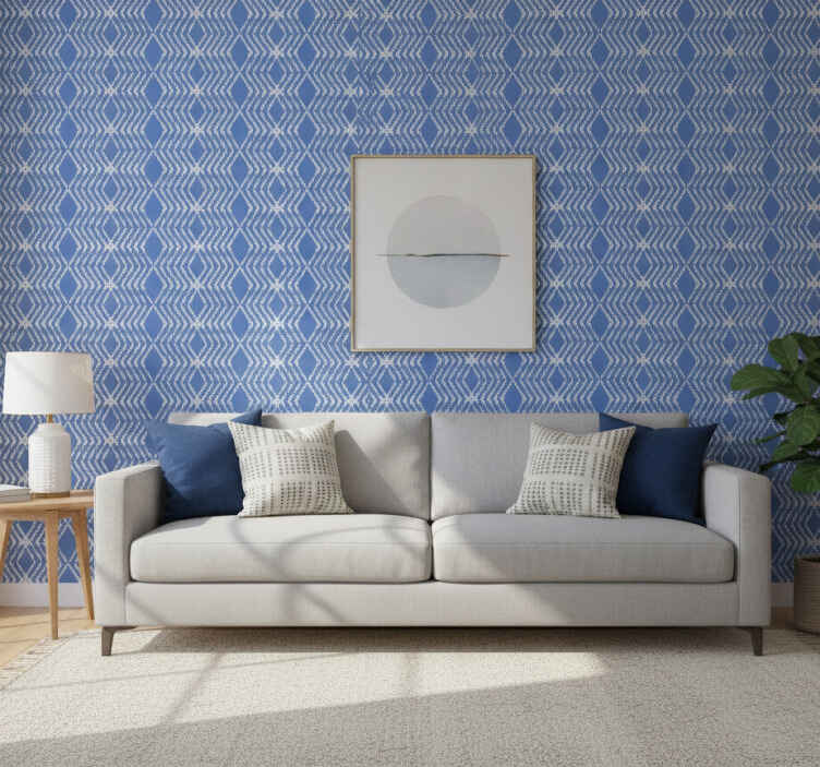Blue wallpaper zig zag pattern - TenStickers