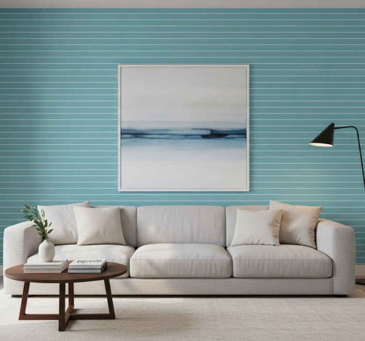Blue wallpaper with horizontal stripes design - TenStickers