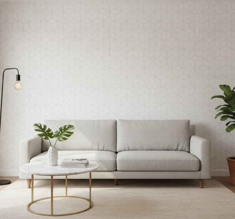 Papel tapiz blanco superficie con patrón geométrico - TenVinilo