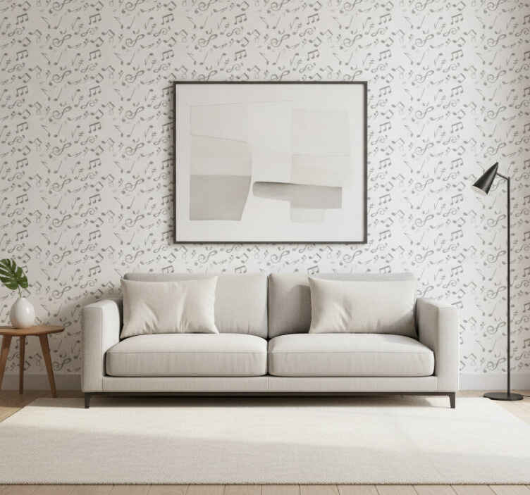 Papel tapiz blanco notas musicales - TenVinilo