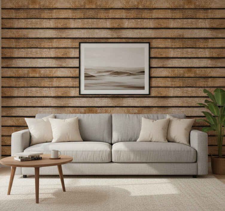 Behang bruin houten pallet - TenStickers