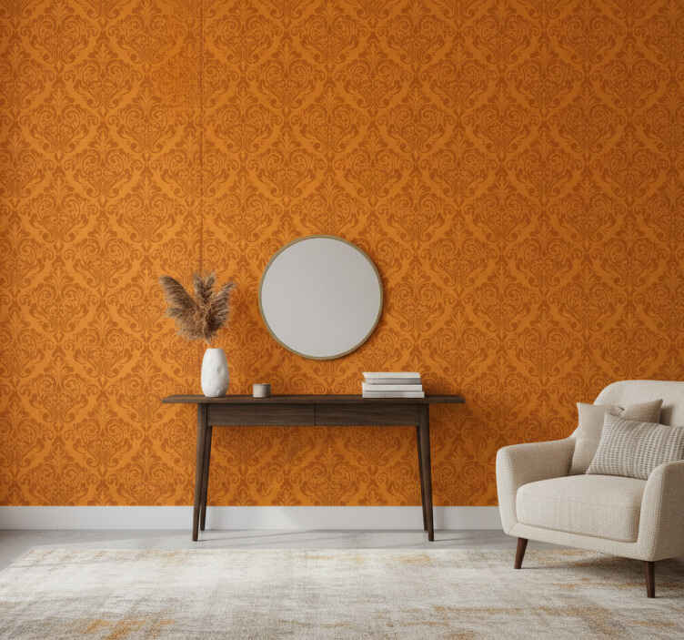 Papier peint orange damassé vintage - TenStickers