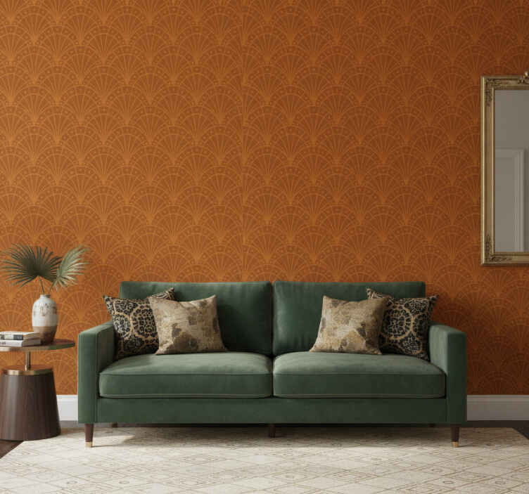 Papier peint orange art déco élégant - TenStickers