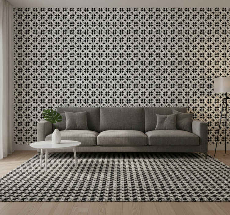 Black wallpaper black and white rug - TenStickers