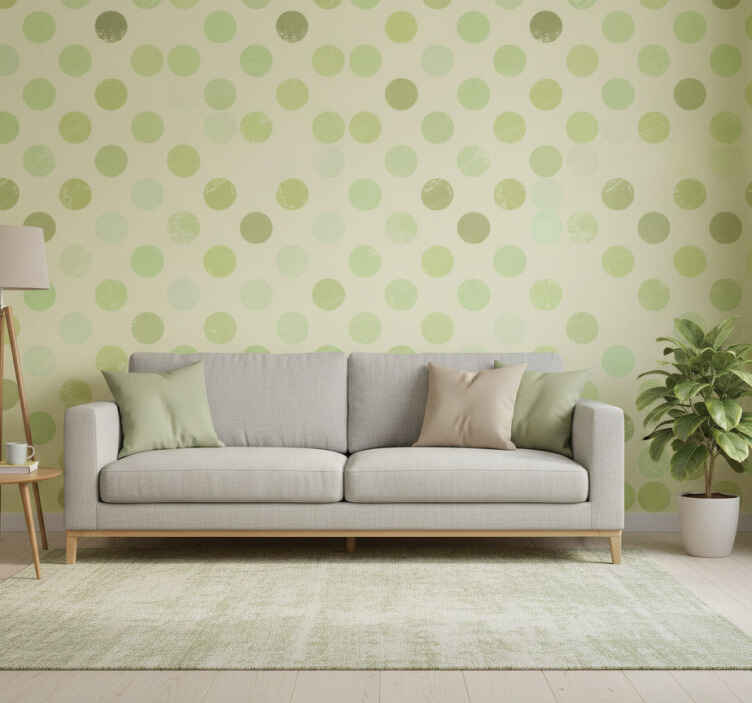 Papel de parede verde com bolinhas em tons de verde - TenStickers