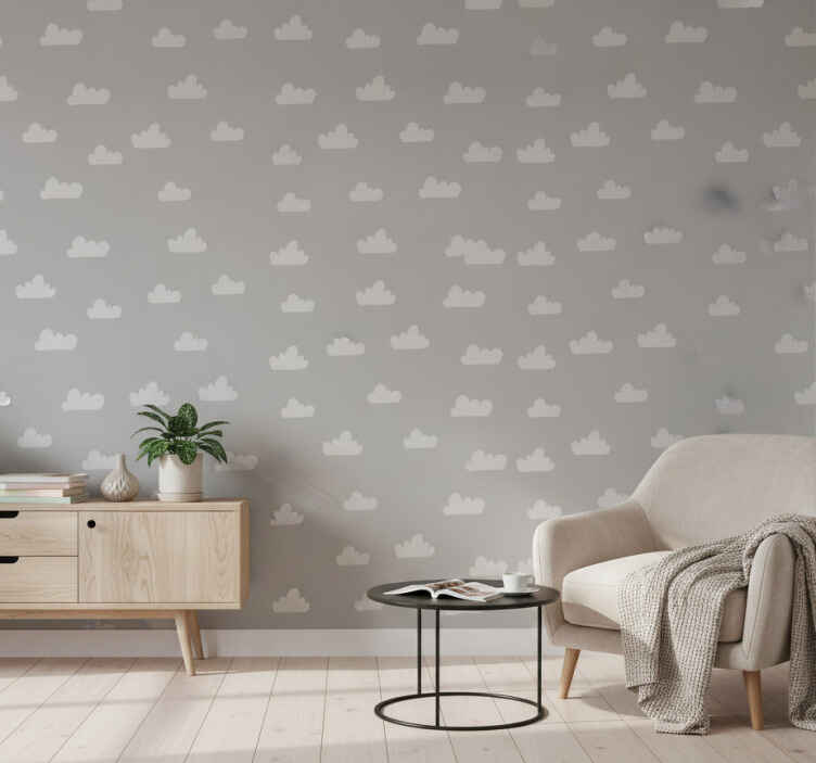 Papel tapiz gris cielos nublados - TenVinilo