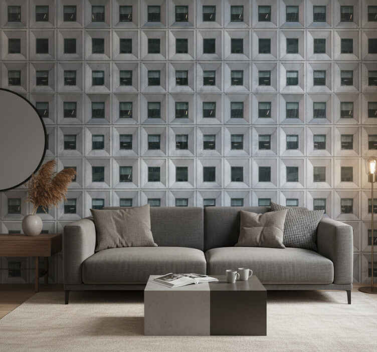 Grey wallpaper inspired by brutalist architecture - TenStickers