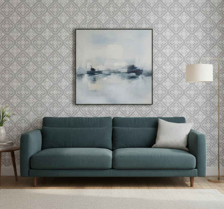 Grey wallpaper grey hydraulic tiles - TenStickers