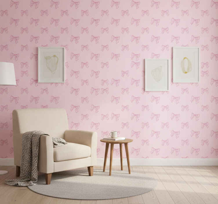 Rosa tapet med mönster av rosa rosetter - Tenstickers