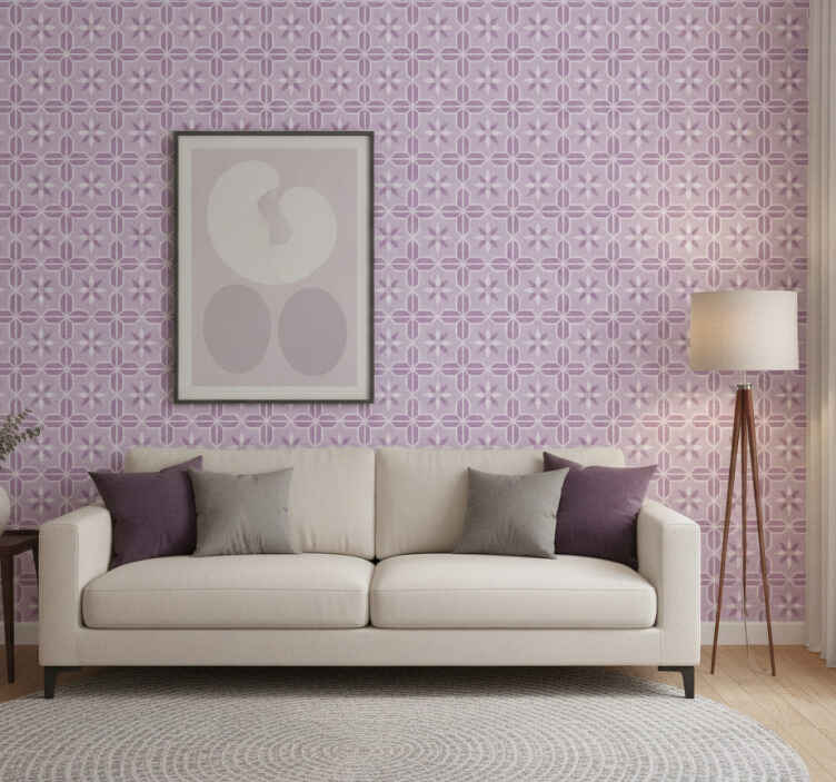 Rosa tapet geometrisk ton i malva - Tenstickers