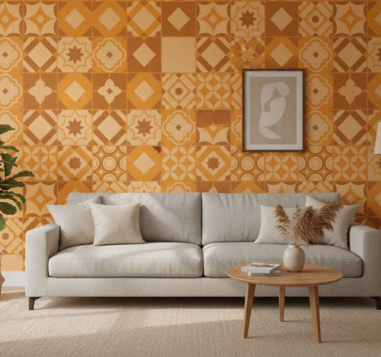 Papel de parede terracotta azulejos rústicos - TenStickers