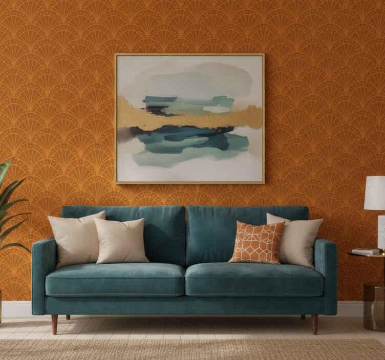 Papel de parede terracotta laranja art déco elegante - TenStickers