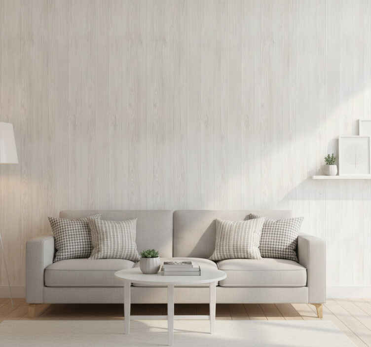 White wallpaper white wood - TenStickers