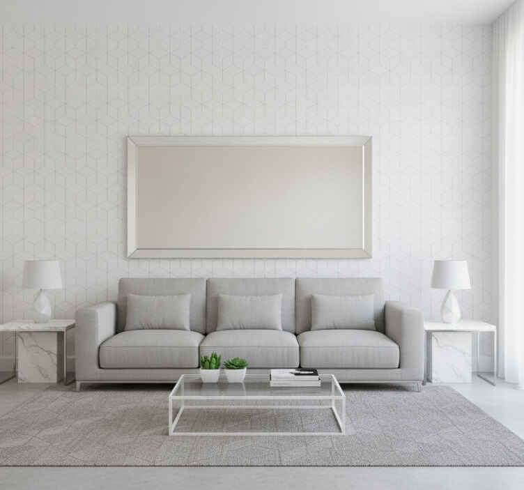 Papel tapiz blanco con superficie de patrón geométrico - TenVinilo