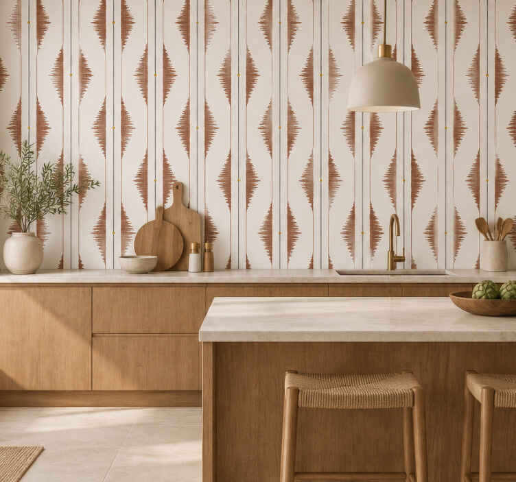 Papel tapiz cocina rayas beige elegantes - TenVinilo