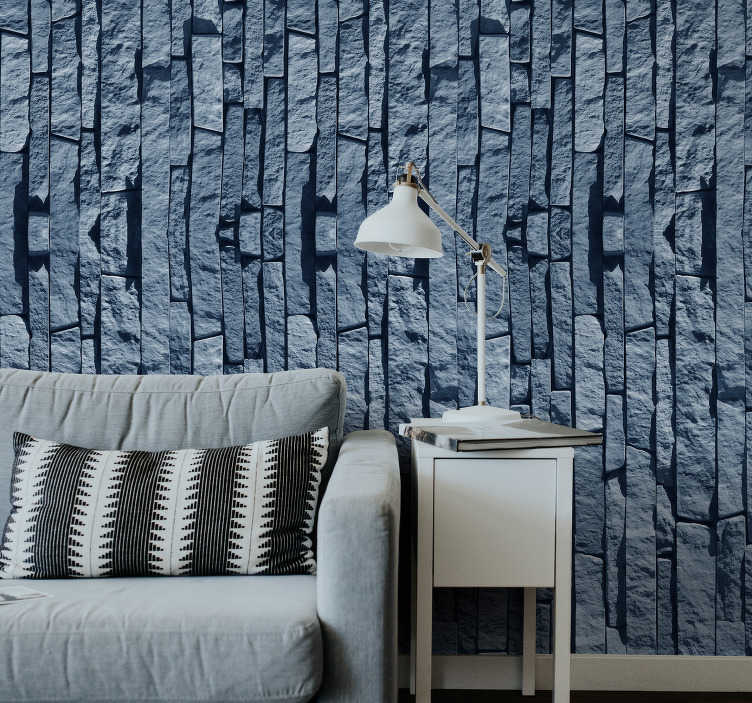 Textured Wallpaper Blue fake stone - TenStickers