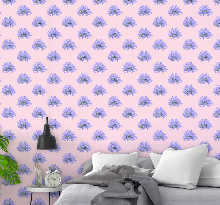 Gemusterte Tapete Mit Violetten Blumen Tenstickers