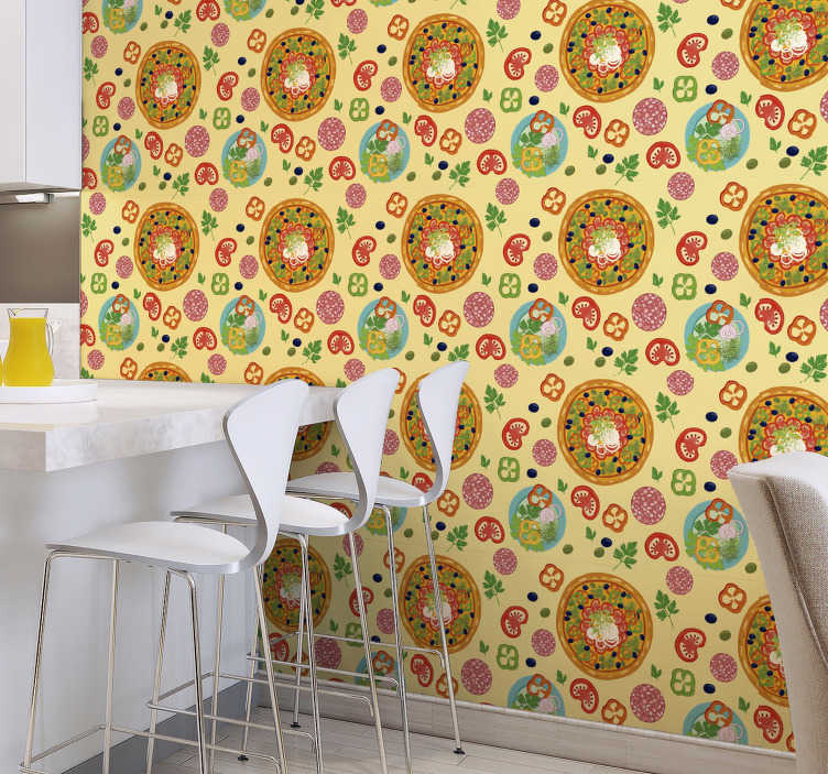 Pizza Kitchen Wallpaper - TenStickers