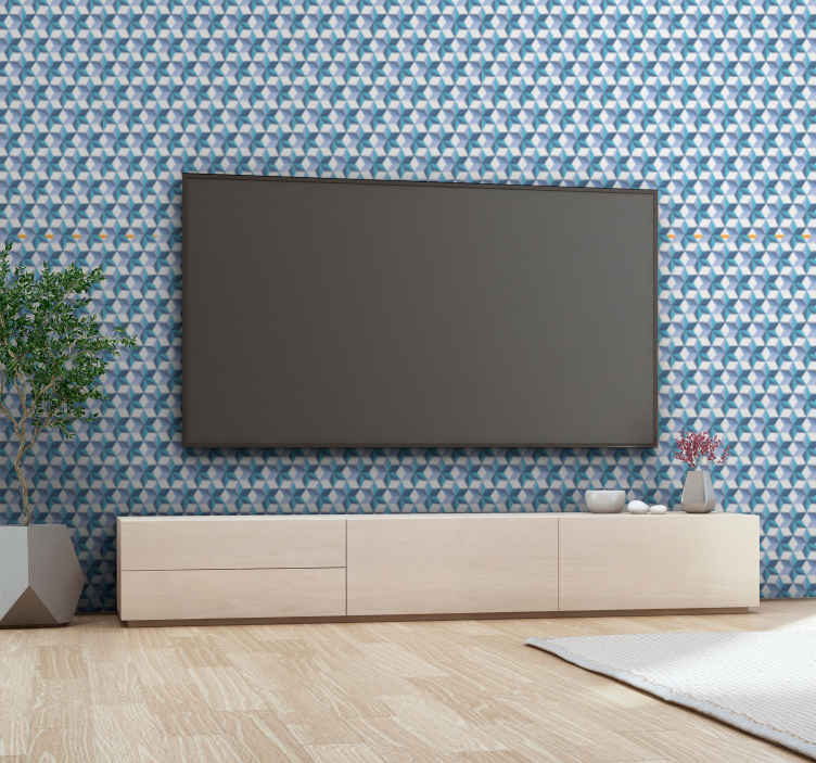  Papel tapiz decorativo de pared 3D personalizado con textura  geométrica 3D, papel tapiz de patrón azul para despegar y pegar, papel tapiz  de pared para sala de estar, sofá y televisión