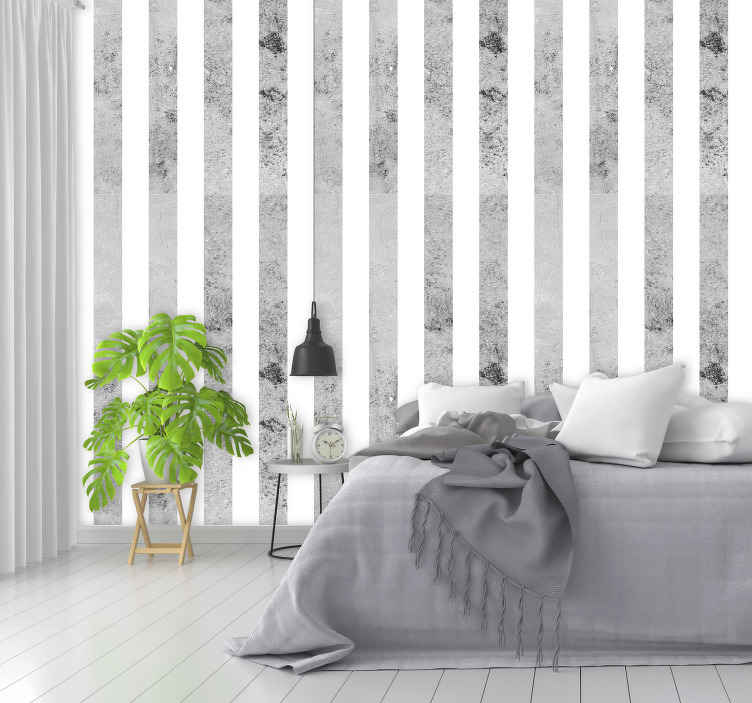 Grey striped wallpaper clearance bedroom